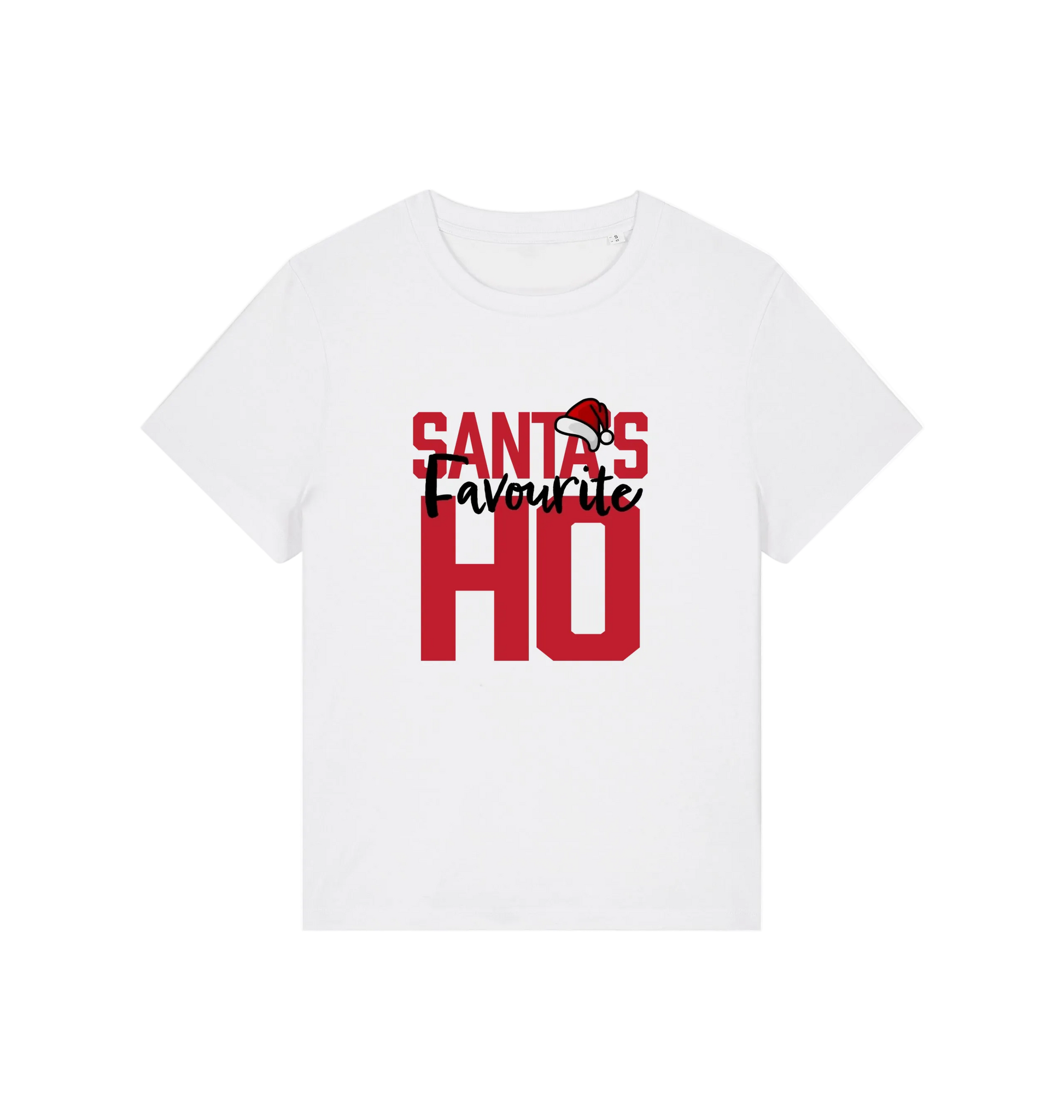 white christmas slogan t-shirt that reads 'santa's favourite ho'