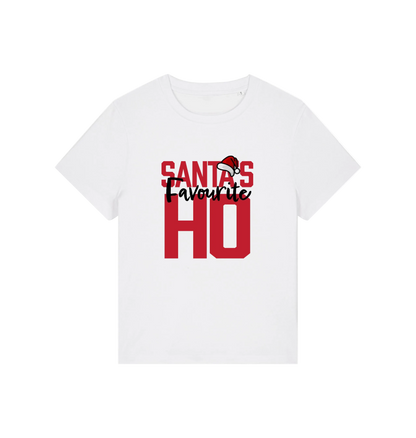 white christmas slogan t-shirt that reads 'santa's favourite ho'