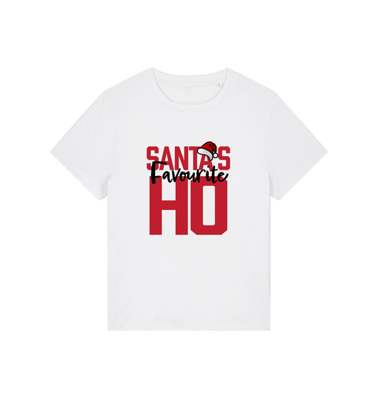 white christmas slogan t-shirt that reads 'santa's favourite ho'