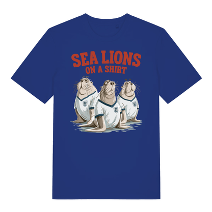 Blue Sea Lions On A Shirt funny graphic t-shirt featuring cheeky football animal pun  
