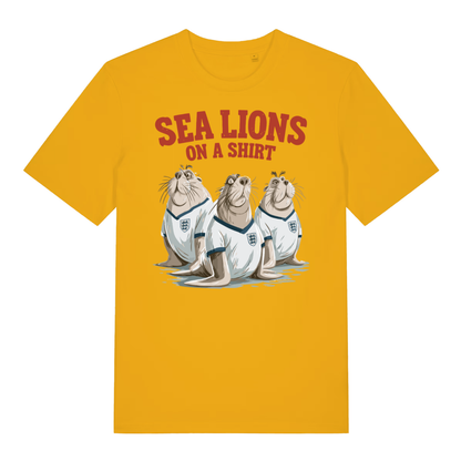 Yellow Sea Lions On A Shirt funny graphic t-shirt with witty sea lions on a shirt design  