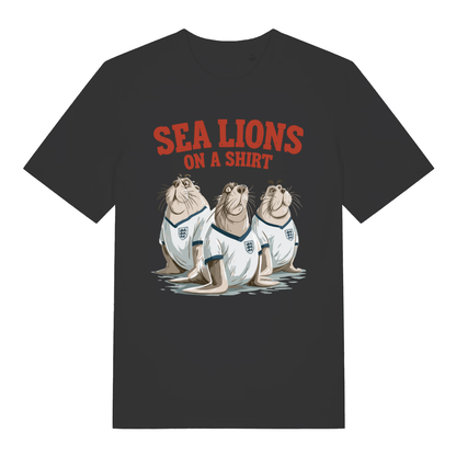 Black Sea Lions On A Shirt funny graphic t-shirt with three sea lions in England kits  