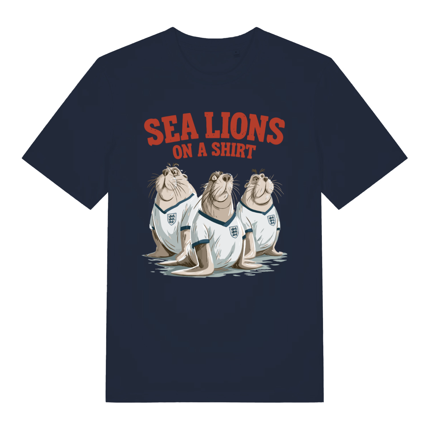 Navy Sea Lions On A Shirt funny graphic t-shirt featuring cheeky ladies football animal pun  