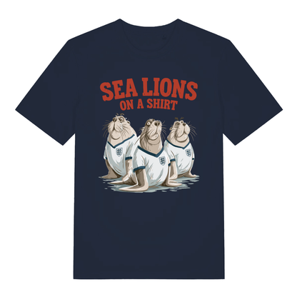 Navy Sea Lions On A Shirt funny graphic t-shirt featuring cheeky ladies football animal pun  
