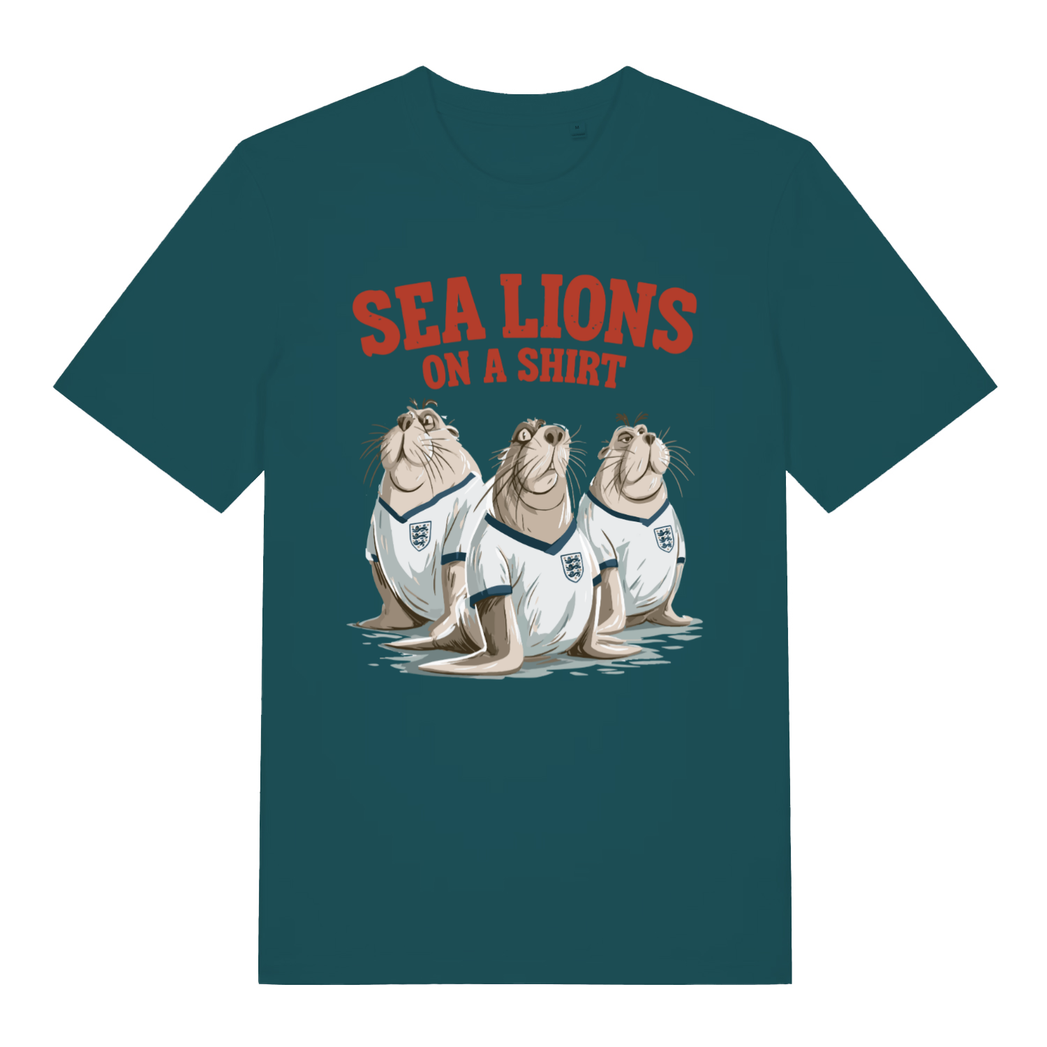 Stargazer Sea Lions On A Shirt funny graphic t-shirt showing classic three lions banter  