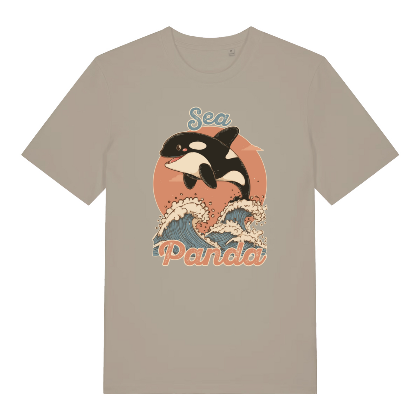 stone animal t-shirt with the graphic of a orca whale and the slogan 'sea panda'