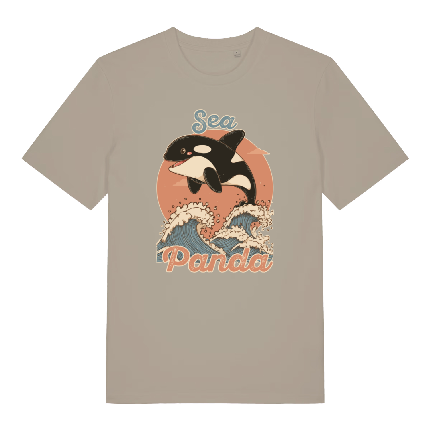 stone animal t-shirt with the graphic of a orca whale and the slogan 'sea panda'