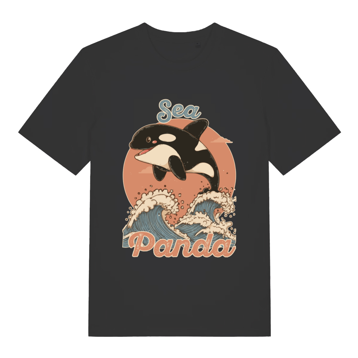 Black Sea Panda funny graphic t-shirt featuring cheeky ladies sea panda orca design  