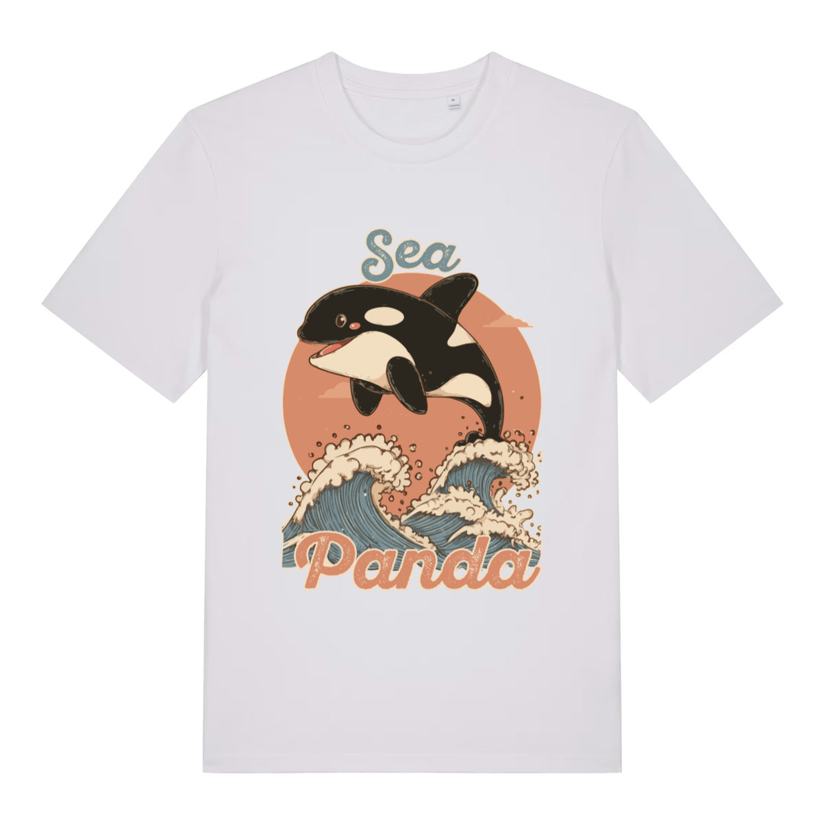 White Sea Panda funny graphic t-shirt featuring ultimate kawaii orca artwork  