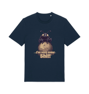 navy funny offensive t-shirt with the graphic of a dung beetle and the slogan 'i've seen some shit'