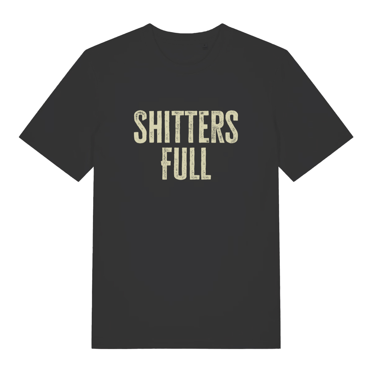 Black Shitters Full funny slogan t-shirt with distressed lettering design  