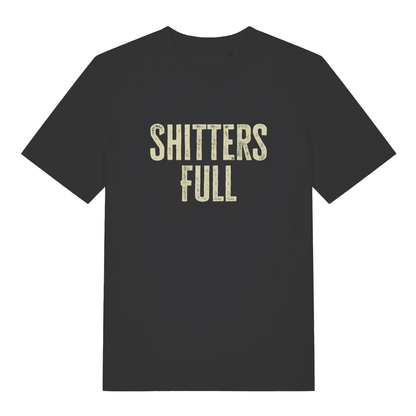 Black Shitters Full funny slogan t-shirt with distressed lettering design  
