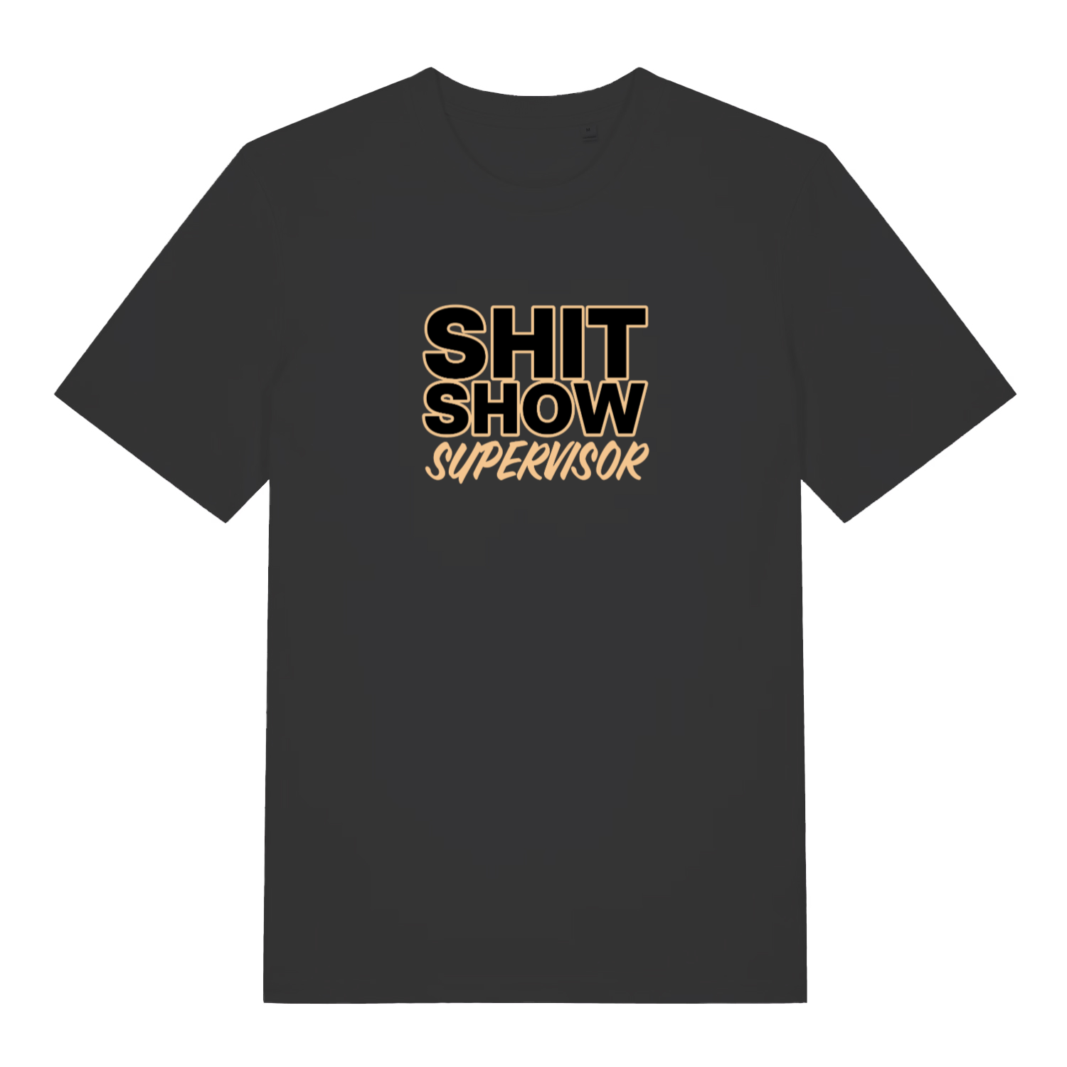 black women's funny slogan t-shirt with the text 'shit show supervisor'