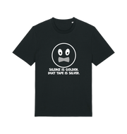 black sarcastic t-shirt with the slogan 'silence is golden duct tape is silver'