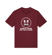 burgundy sarcastic t-shirt with the slogan 'silence is golden duct tape is silver'