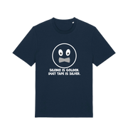 navy sarcastic t-shirt with the slogan 'silence is golden duct tape is silver'