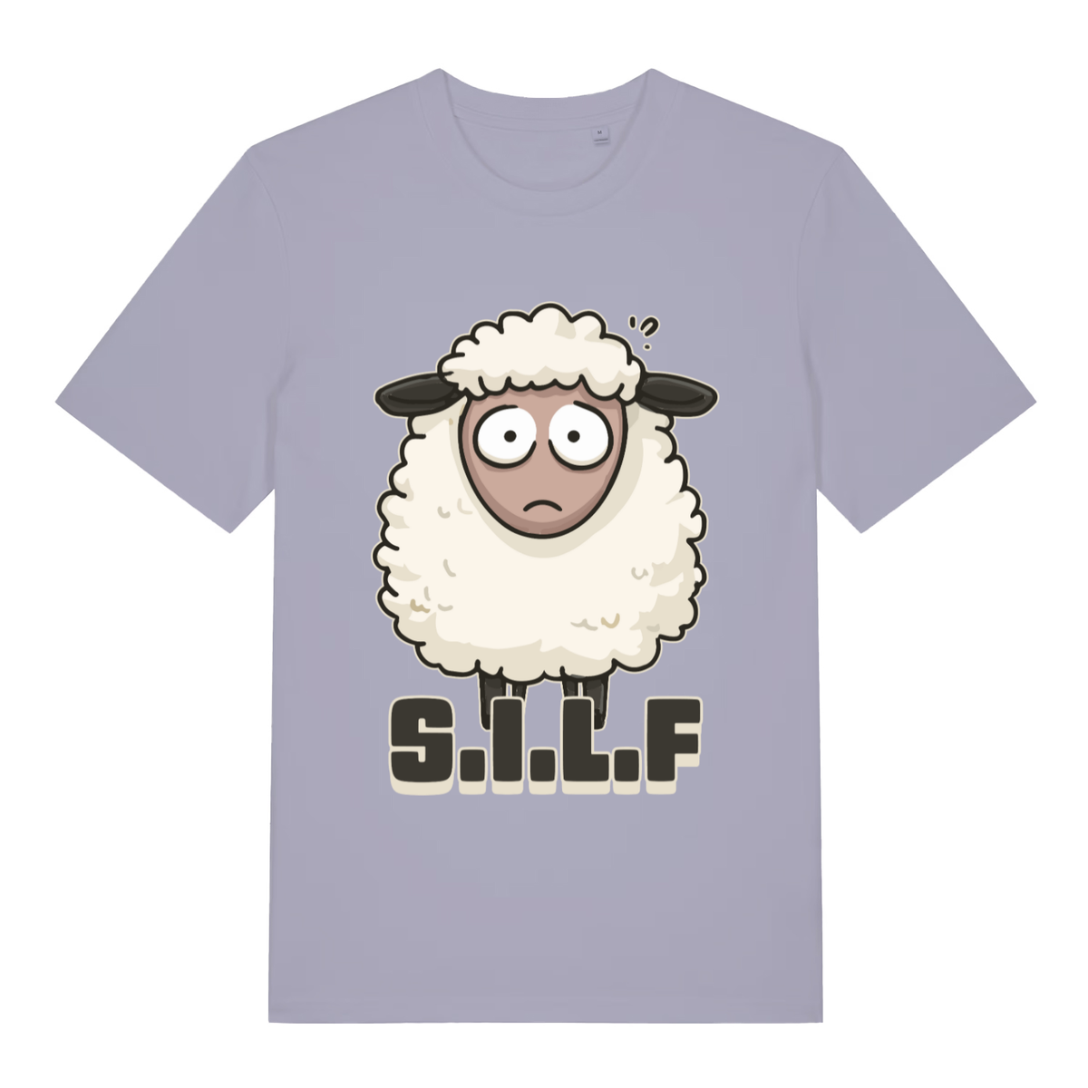 Lavender S.I.L.F funny animal graphic t-shirt with cartoon sheep design  