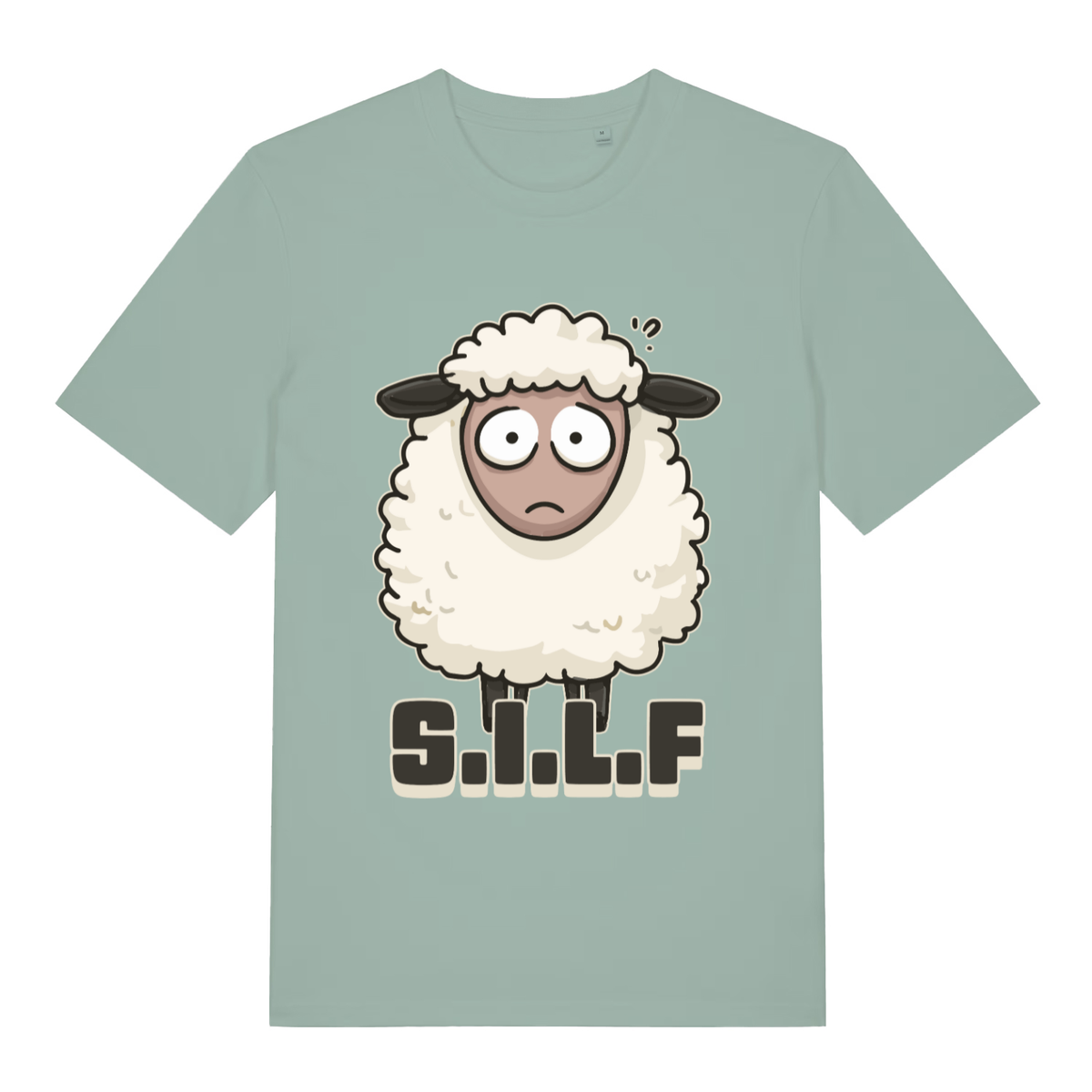 Light green S.I.L.F funny animal graphic t-shirt with classic sheep I’d like to lettering  