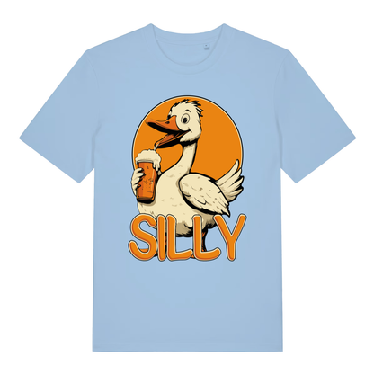 Light blue Silly Goose funny animal graphic t-shirt featuring witty goose pub artwork  