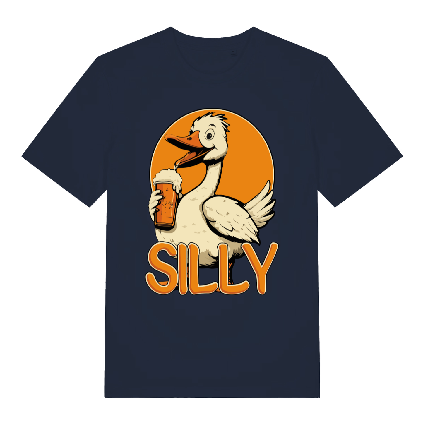 Navy Silly Goose funny animal graphic t-shirt with classic silly goose lettering  