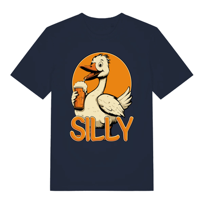 Navy Silly Goose funny animal graphic t-shirt with classic silly goose lettering  