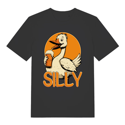 Black Silly Goose funny animal graphic t-shirt with bold silly poultry design  