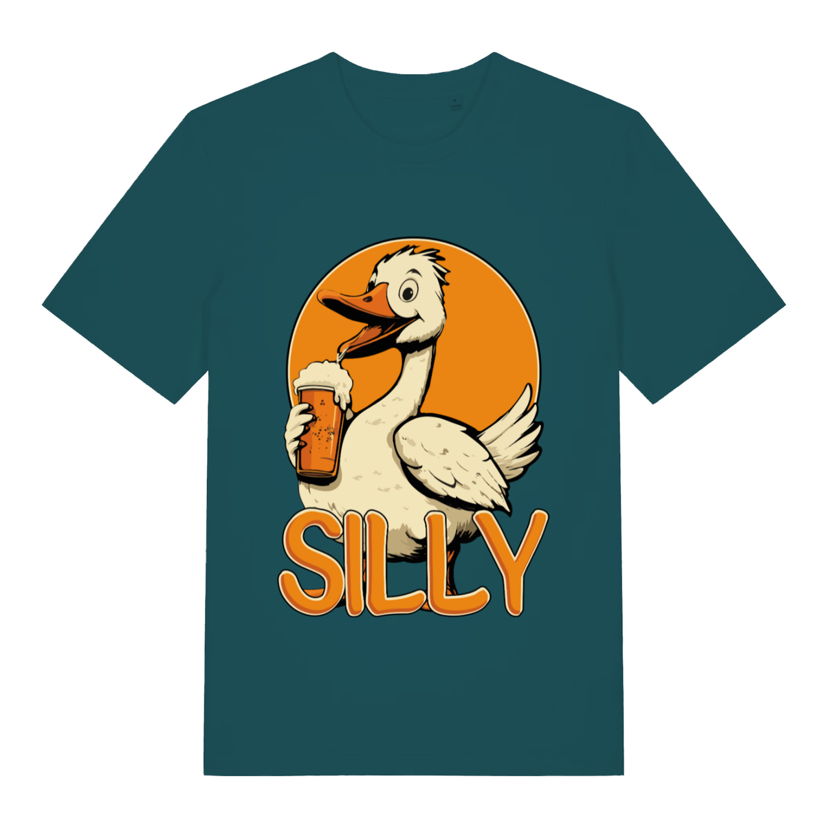Teal Silly Goose funny animal graphic t-shirt featuring witty goose pub artwork  