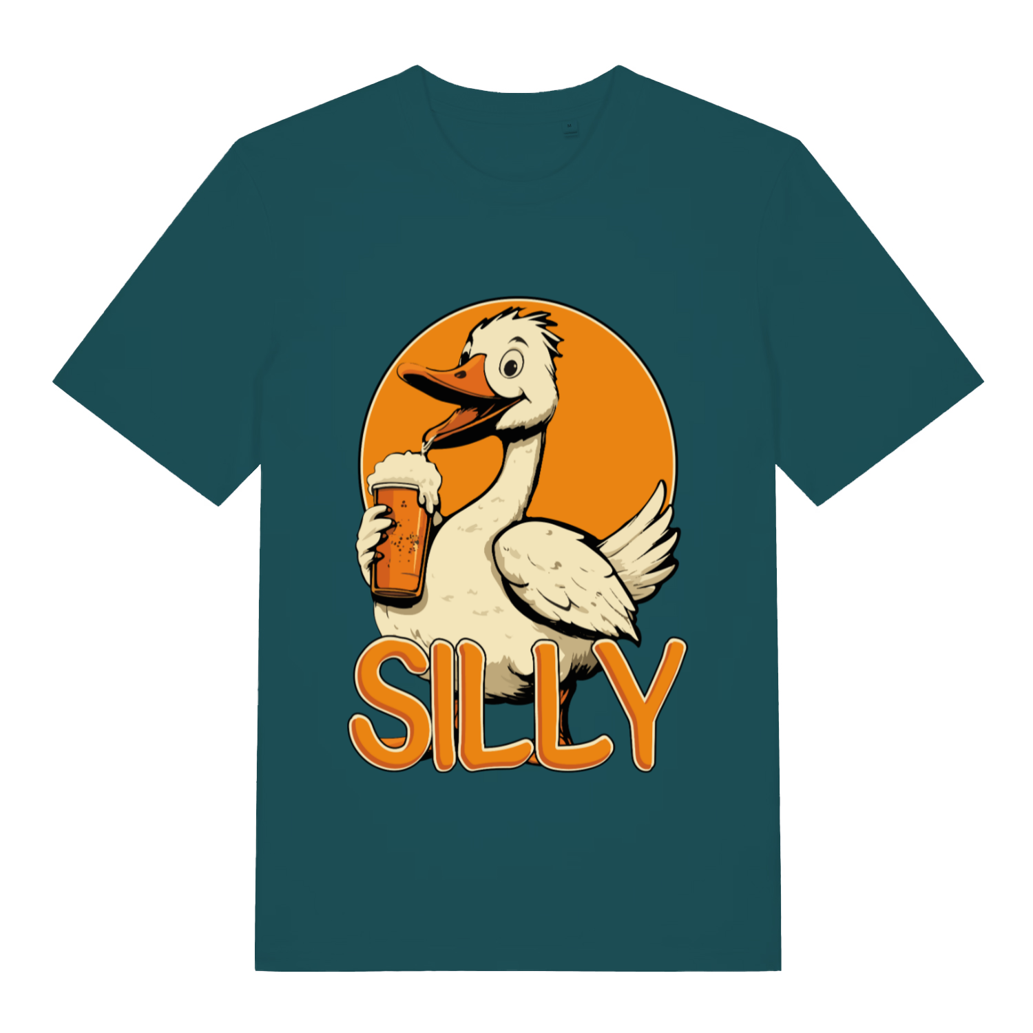Teal Silly Goose funny animal graphic t-shirt featuring witty goose pub artwork  