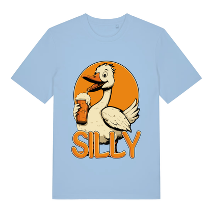 Light blue Silly Goose funny animal graphic t-shirt with classic silly goose lettering  