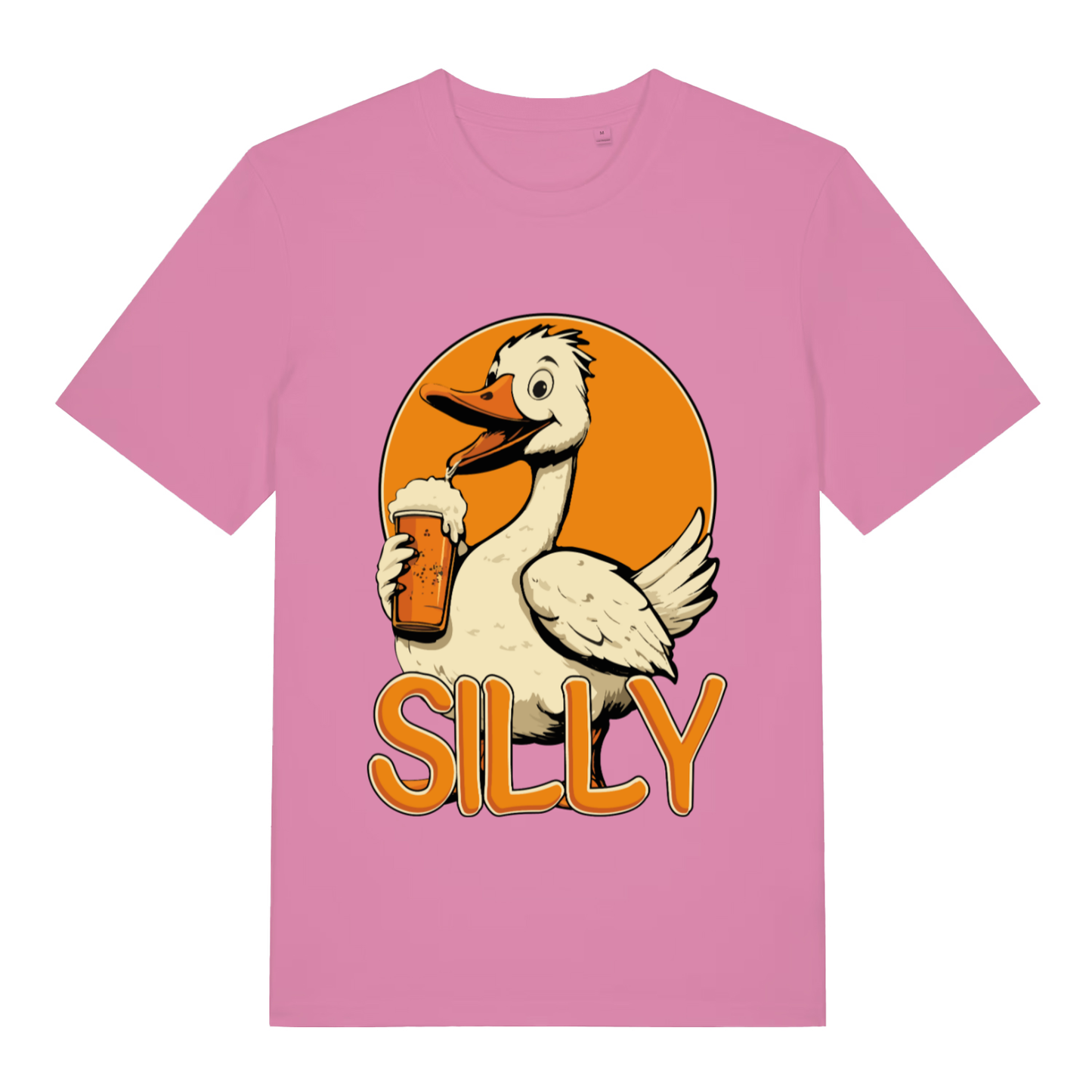 Pink Silly Goose funny animal graphic t-shirt showing cheeky beer goose print  