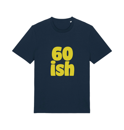 navy birthday t-shirt with the slogan '60 ish'
