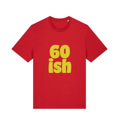 red birthday t-shirt with the slogan '60 ish'