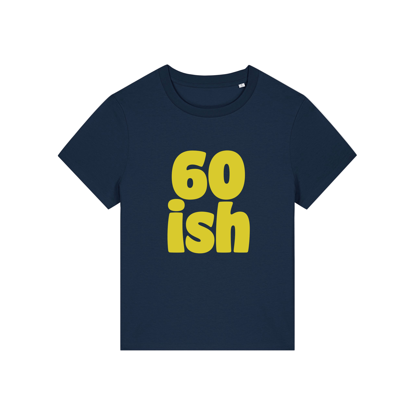 navy slogan t-shirt with '60 ish'