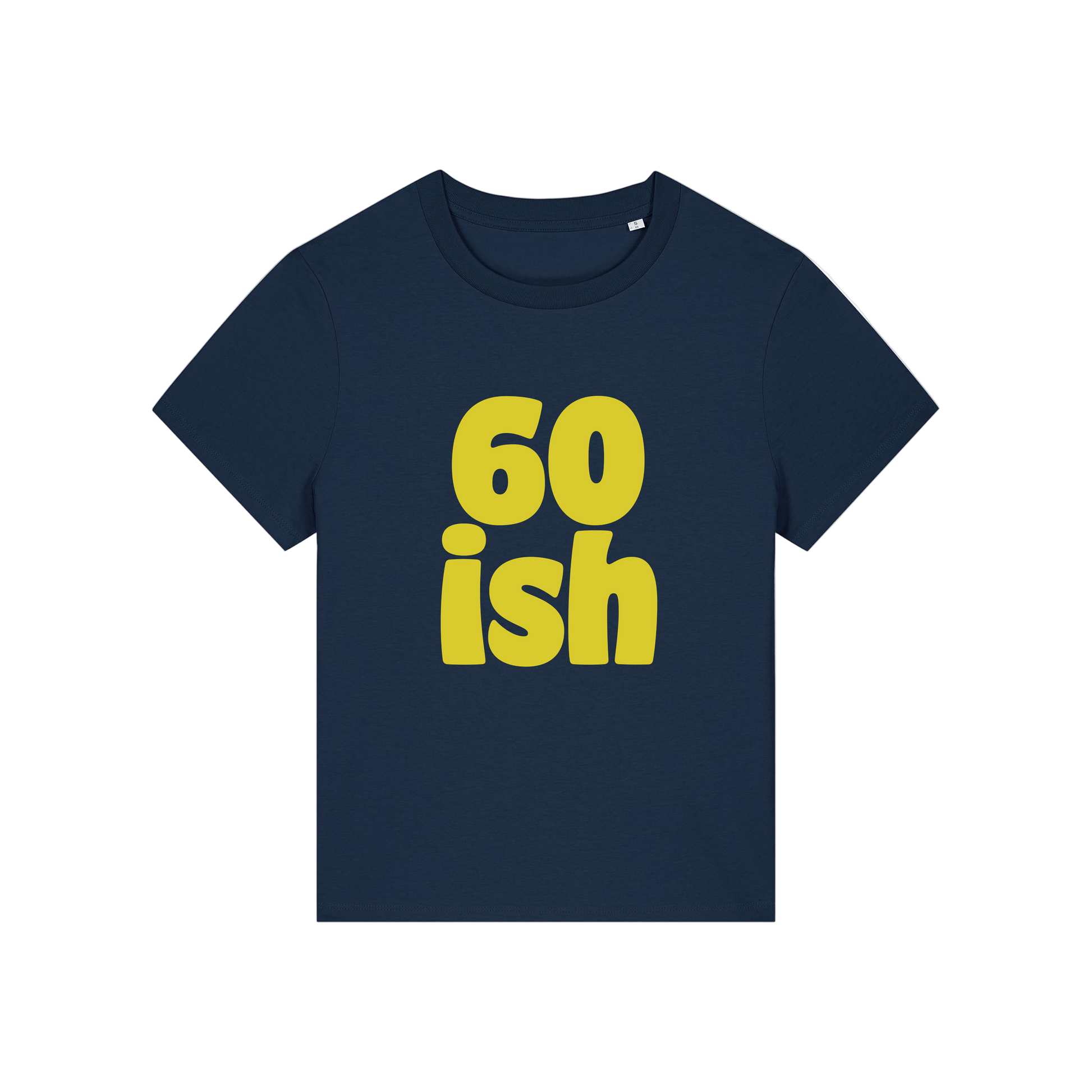 navy slogan t-shirt with '60 ish'