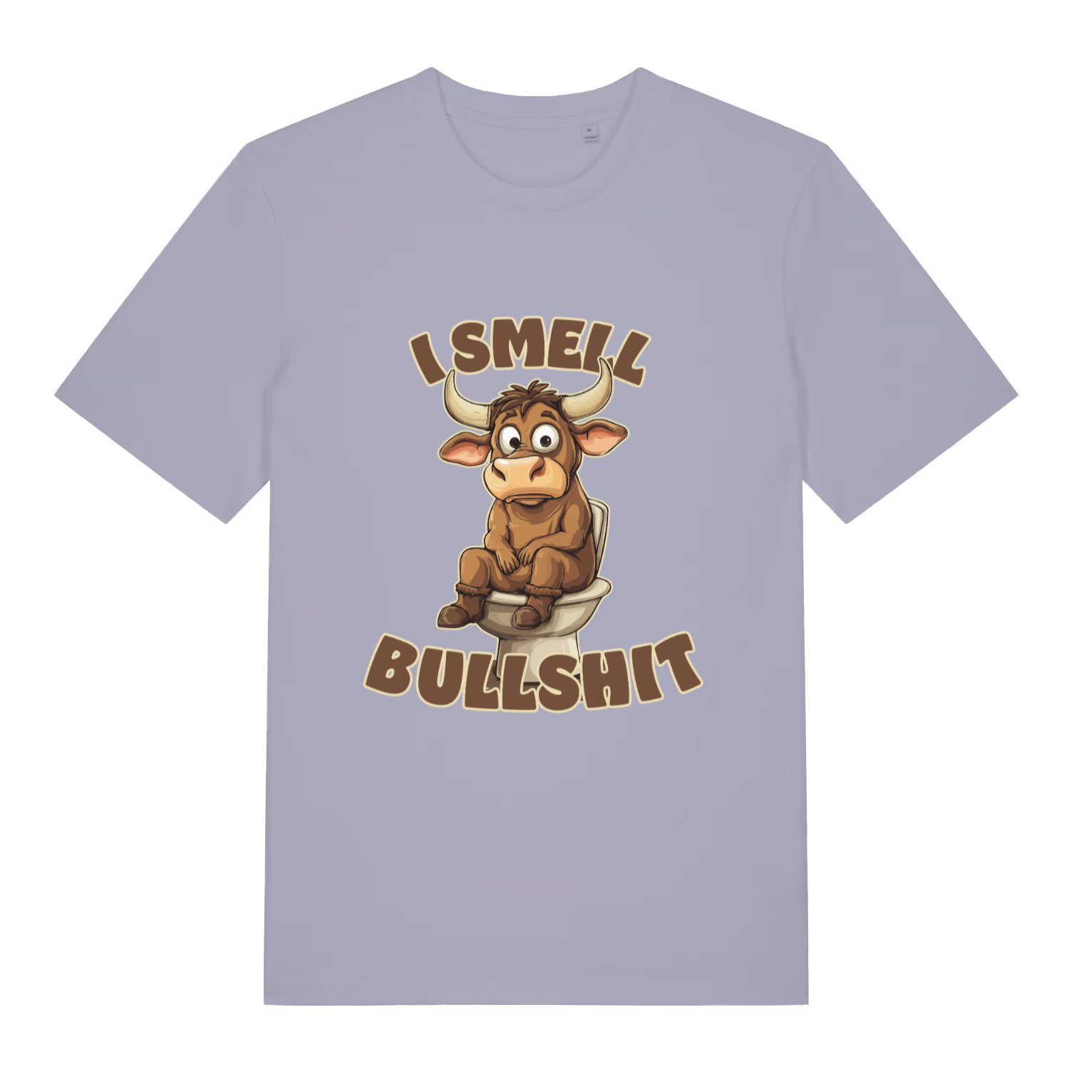 Lavender I Smell Bullshit funny animal t-shirt showing witty bull graphic  