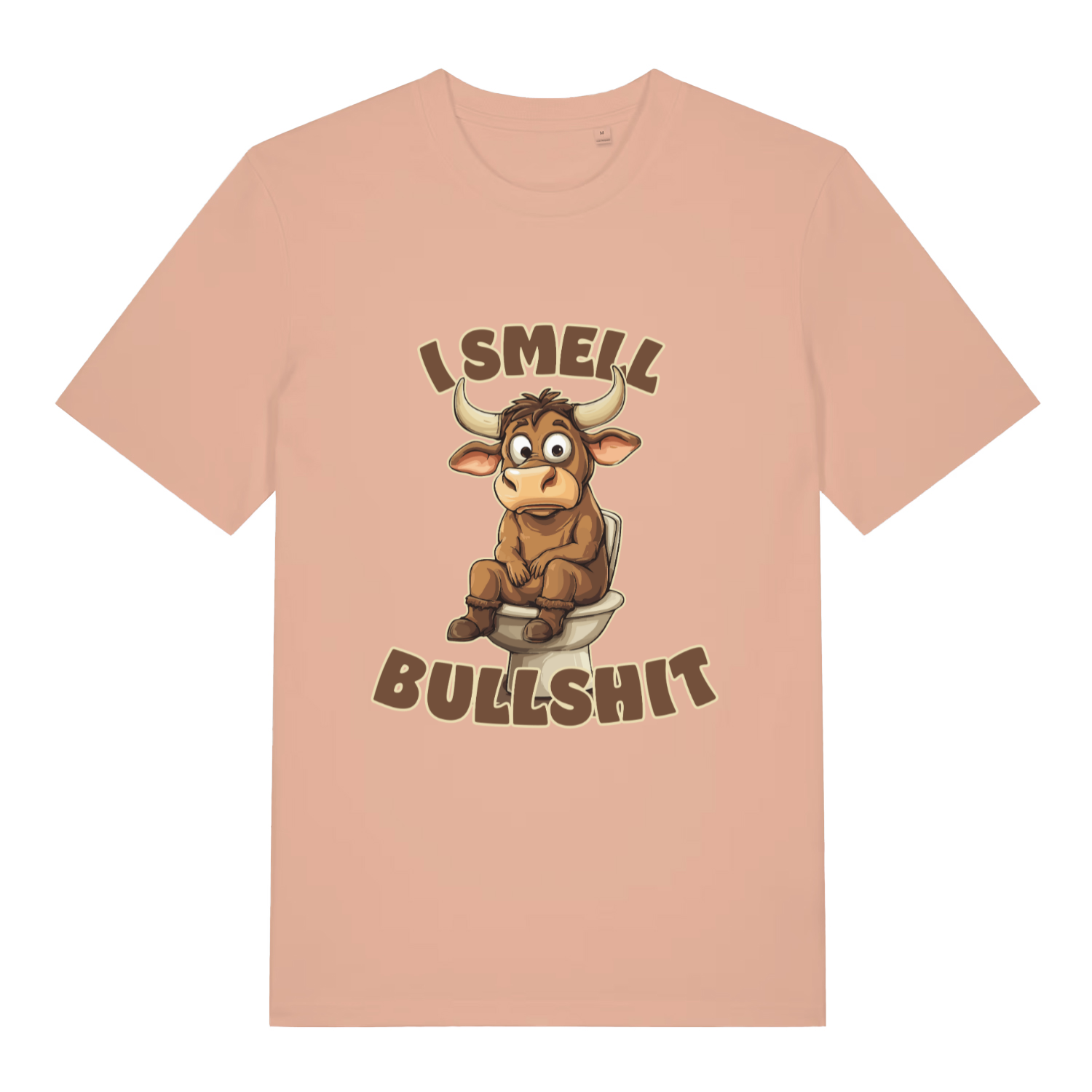 Peach I Smell Bullshit funny animal t-shirt featuring farmyard banter print  