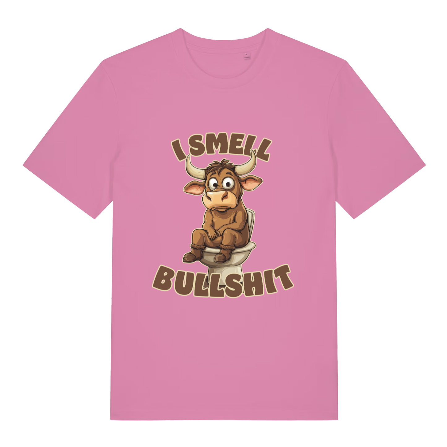 Pink I Smell Bullshit funny animal t-shirt with witty bull graphic  