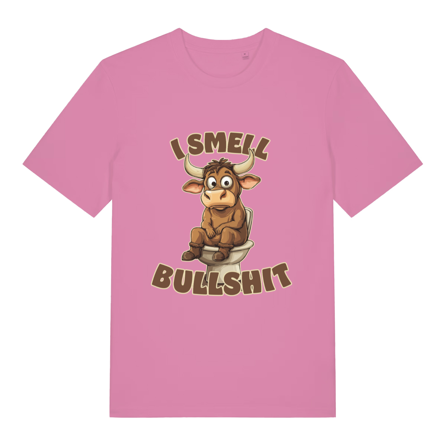 Pink I Smell Bullshit funny animal t-shirt with witty bull graphic  