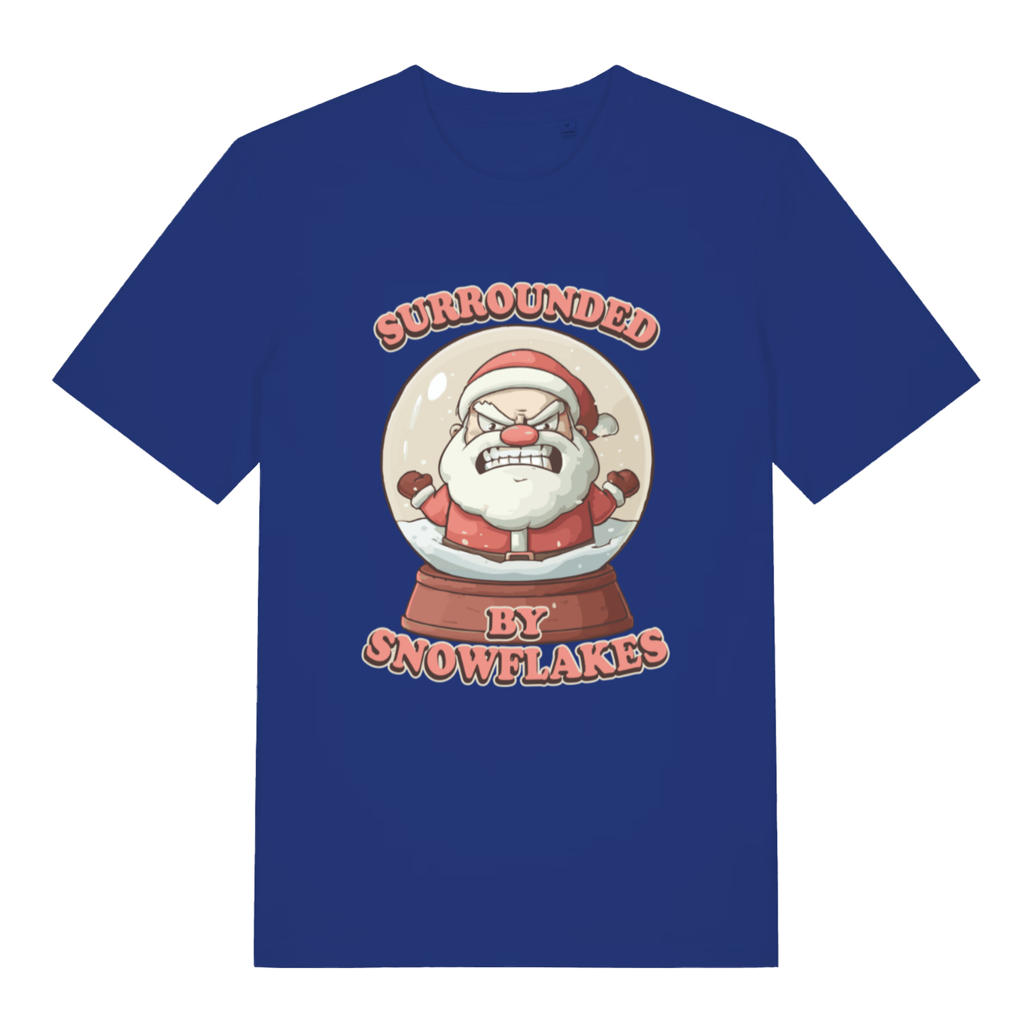 Blue Surrounded By Snowflakes funny Christmas t-shirt featuring cheeky Santa graphic  