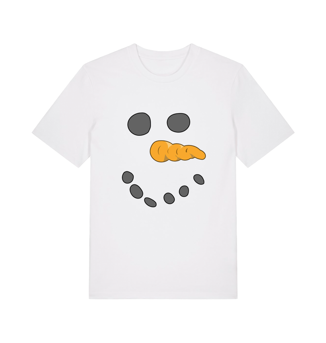 white christmas t-shirt with the graphic of a snowmans face