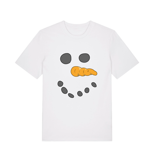 white christmas t-shirt with the graphic of a snowmans face