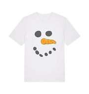 white christmas t-shirt with the graphic of a snowmans face