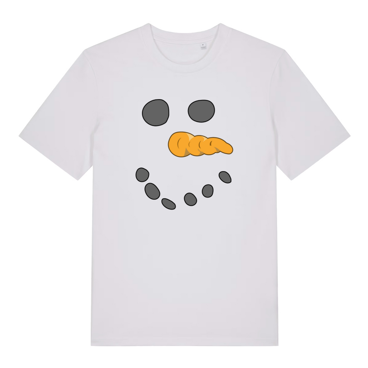 White christmas t-shirt with a snowman face design 