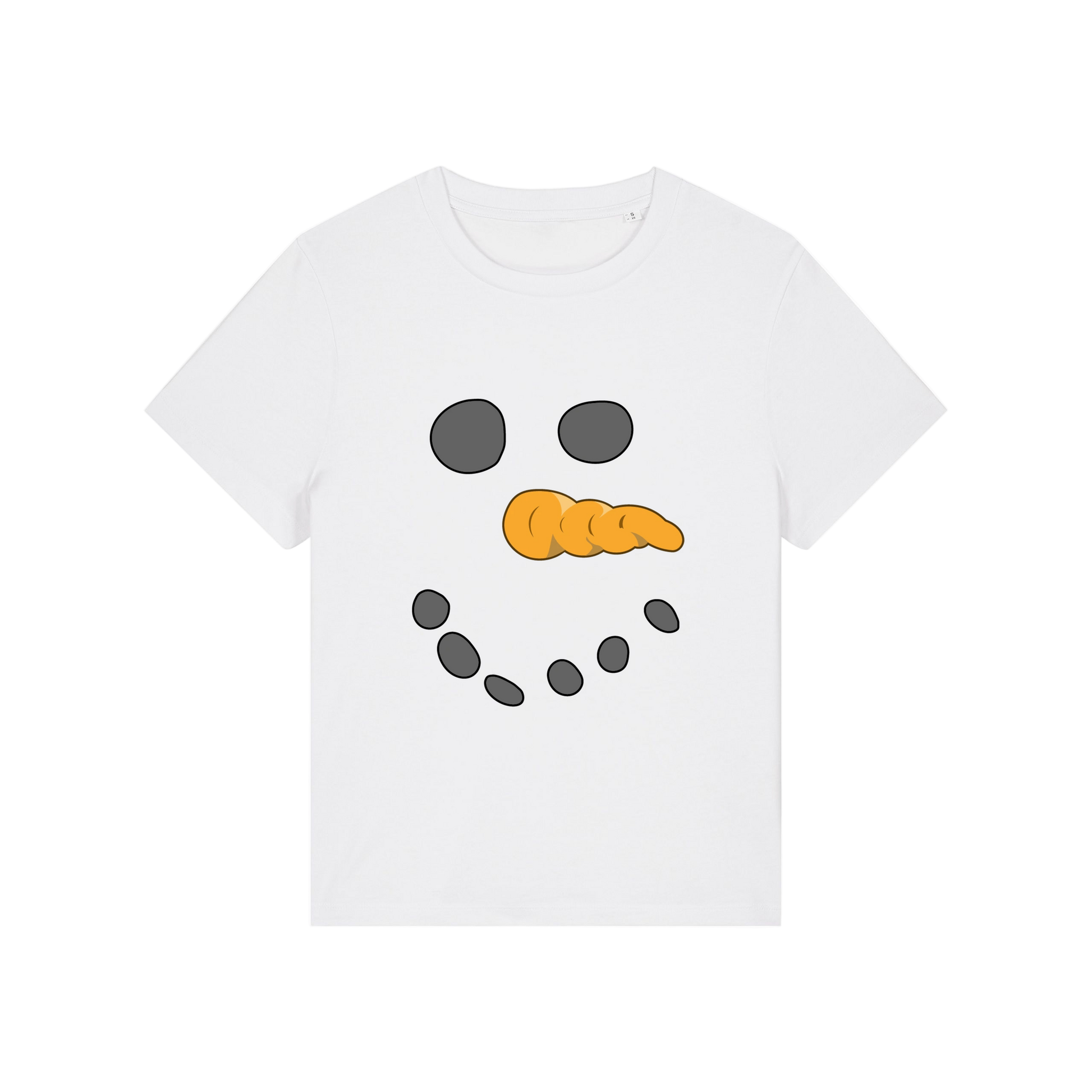 white christmas t-shirt with the face of a snowman
