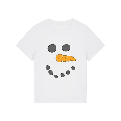 white christmas t-shirt with the face of a snowman