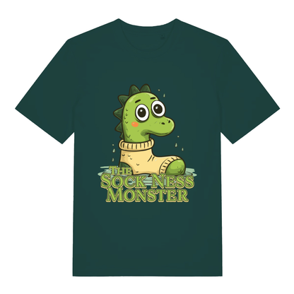 Green The Sock Ness Monster funny animal t-shirt featuring cheeky sock monster graphic  