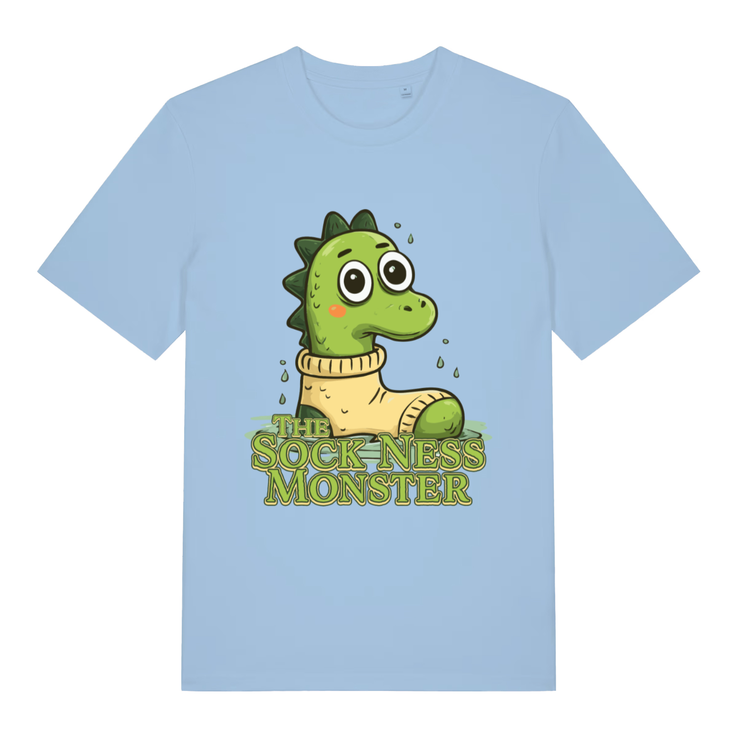 Light blue The Sock Ness Monster funny animal t-shirt with classic mythical creature print  