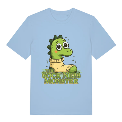 Light blue The Sock Ness Monster funny animal t-shirt with classic mythical creature print  