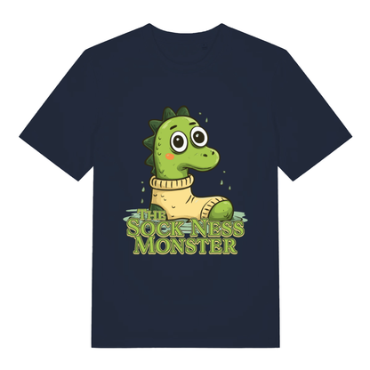 Navy The Sock Ness Monster funny animal t-shirt showing witty animal pun design  