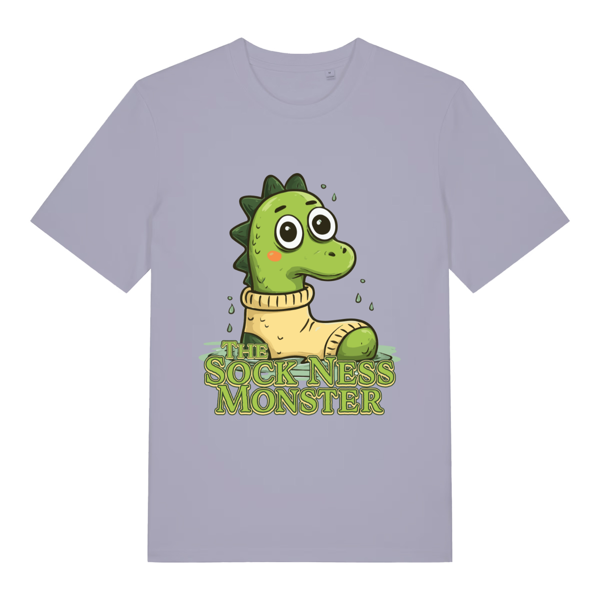 Lavender The Sock Ness Monster funny animal t-shirt with cartoon loch ness in sock design  